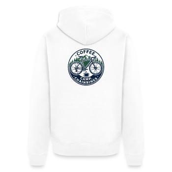 Emblème de vélo vintage des plateaux Coffee Camp - Veste à capuche bio Premium Unisexe - blanc - Dos - Thijin (182cm)