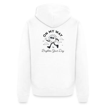 Retro Sun: On My Way to Brighten Your Day - Unisex Premium Organic Zip Hoodie - white - Back - Thijin (182cm)