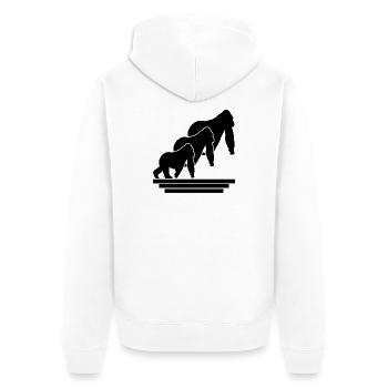 Monkey Family - Unisex Premium Organic Zip Hoodie - white - Back - Thijin (182cm)