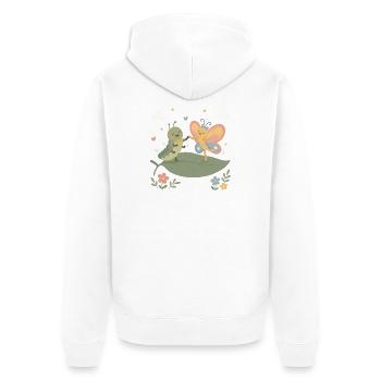 Danse des chenilles et des papillons - Veste à capuche bio Premium Unisexe - blanc - Dos - Thijin (182cm)