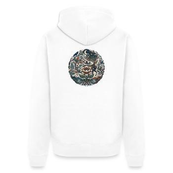 Mondwald Blütenpfad - Unisex Premium Bio Zip Hoodie - Weiß - Hinten - Thijin (182cm)