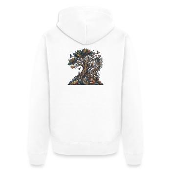 Waldbaum der Nachtwesen - Unisex Premium Bio Zip Hoodie - Weiß - Hinten - Thijin (182cm)