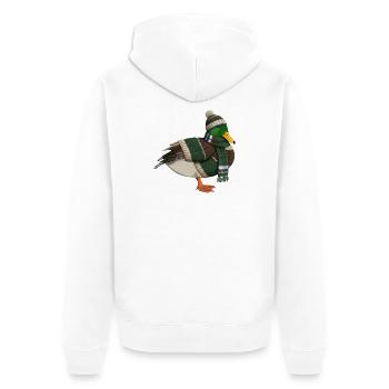 Ente im Strickpullover Winter Weihnachten - Unisex Premium Bio Zip Hoodie - Weiß - Hinten - Thijin (182cm)
