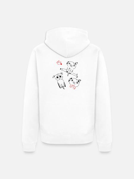 Glücksschweinchen - Unisex Premium Bio Zip Hoodie - Weiß