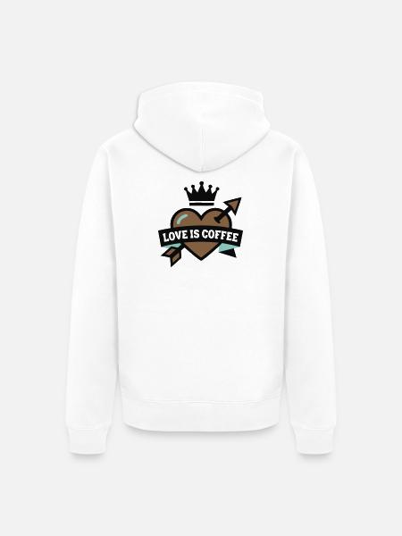 Kaffee Herz Krone Logo - Unisex Premium Bio Zip Hoodie - Weiß