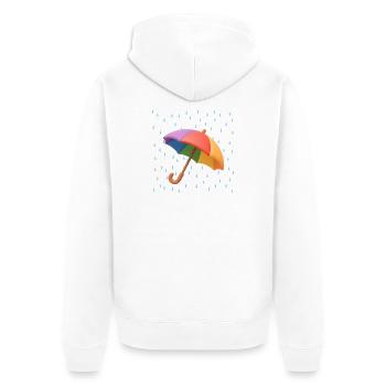 Regenbogen Regenschirm im Regen - Unisex Premium Bio Zip Hoodie - Weiß - Hinten - Thijin (182cm)