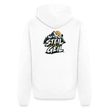 steil is geil - steil ist super - Unisex Premium Bio Zip Hoodie - Weiß - Hinten - Thijin (182cm)