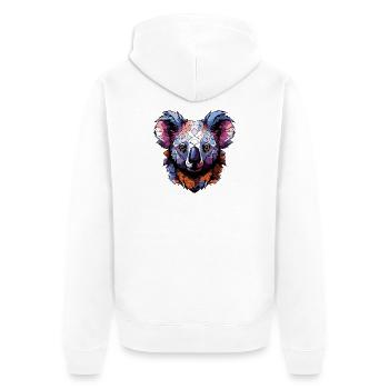 Koala Kopf Geometrisch Bunt - Unisex Premium Bio Zip Hoodie - Weiß - Hinten - Thijin (182cm)
