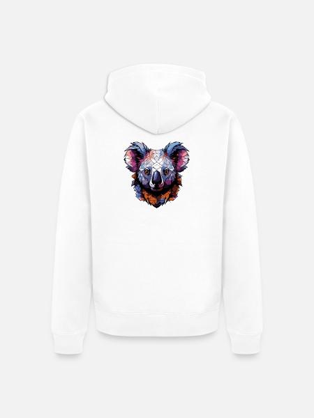 Koala Kopf Geometrisch Bunt - Unisex Premium Bio Zip Hoodie - Weiß
