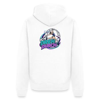 Ich Dreh Durch - Gymnastik & Tanz Vibe Rhönrad  - Unisex Premium Bio Zip Hoodie - Weiß - Hinten - Thijin (182cm)