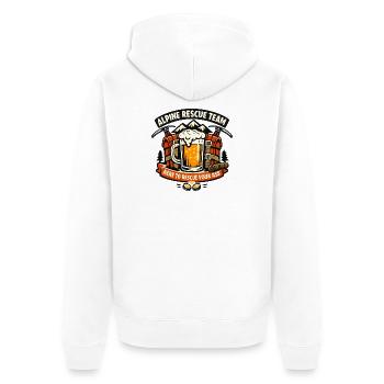 Alpine Rettungsteam Biermotiv - Unisex Premium Bio Zip Hoodie - Weiß - Hinten - Thijin (182cm)