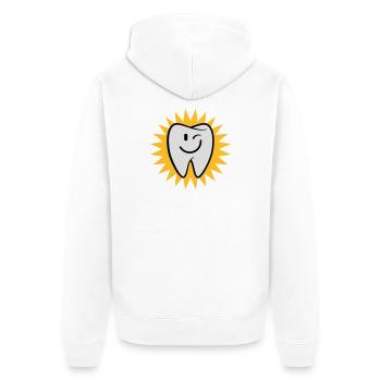 Happy tooth - Unisex Premium Organic Zip Hoodie - white - Back - Thijin (182cm)