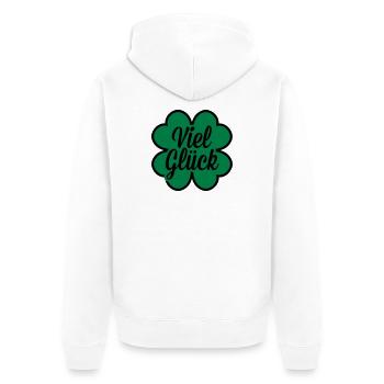 Viel Glück Kleeblatt - Unisex Premium Bio Zip Hoodie - Weiß - Hinten - Thijin (182cm)