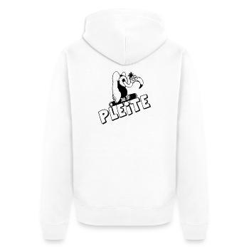 Party Shirt ,Feiern , Karneval, Pleite Geier(25) - Unisex Premium Bio Zip Hoodie - Weiß - Hinten - Thijin (182cm)