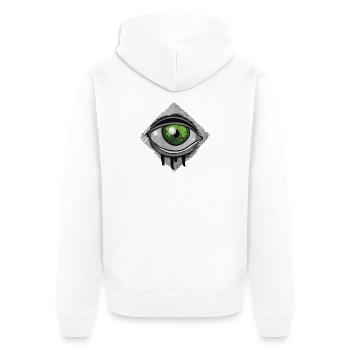 Das 3te Auge | Illuminati - Unisex Premium Bio Zip Hoodie - Weiß - Hinten - Thijin (182cm)