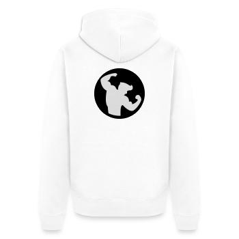 Bodybuilding Muskelprotz 2farbig - Unisex Premium Bio Zip Hoodie - Weiß - Hinten - Thijin (182cm)