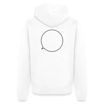 Sprechblase Wunschtext individualisierbar - Unisex Premium Bio Zip Hoodie - Weiß - Hinten - Thijin (182cm)