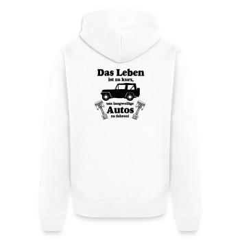 Offroad ,Geländewagen , 4x4 Offroad - Leben(25) - Unisex Premium Bio Zip Hoodie - Weiß - Hinten - Thijin (182cm)