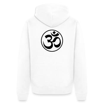 OM Zeichen GOA - Unisex Premium Bio Zip Hoodie - Weiß - Hinten - Thijin (182cm)
