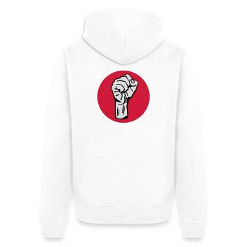 Faust - Protest - Demokratie - Unisex Premium Bio Zip Hoodie - Weiß - Hinten - Thijin (182cm)
