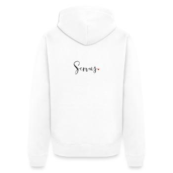 Servus Herz Dekoration Geschenk Gruß - Unisex Premium Bio Zip Hoodie - Weiß - Hinten - Thijin (182cm)