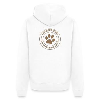 Chasseur par amour des chiens - Veste à capuche bio Premium Unisexe - blanc - Dos - Thijin (182cm)