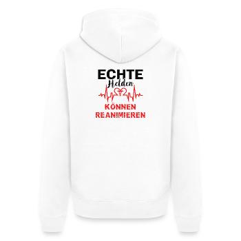 REAL heroes can resuscitate doctors paramedics - Unisex Premium Organic Zip Hoodie - white - Back - Thijin (182cm)