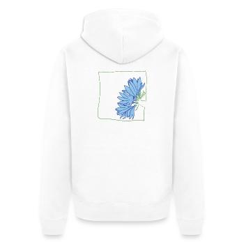 Bleuet minimaliste - Veste à capuche bio Premium Unisexe - blanc - Dos - Thijin (182cm)
