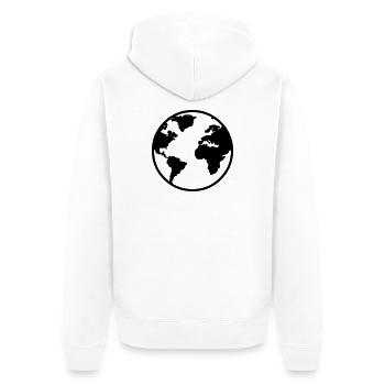 Erdkugel - Unisex Premium Bio Zip Hoodie - Weiß - Hinten - Thijin (182cm)