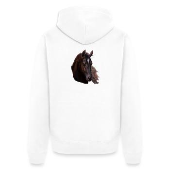Pferd - Unisex Premium Bio Zip Hoodie - Weiß - Hinten - Thijin (182cm)