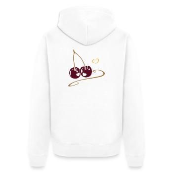 Two cherries with hearts, in love. - Unisex Premium Organic Zip Hoodie - white - Back - Thijin (182cm)