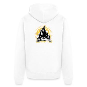 Grill Zubehör und Grill Flammen - Unisex Premium Bio Zip Hoodie - Weiß - Hinten - Thijin (182cm)