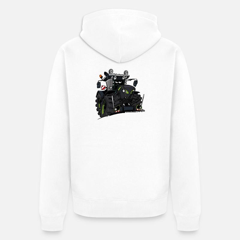 0927 C TRACTEUR NOIR - Veste à capuche bio Premium Unisexe - blanc