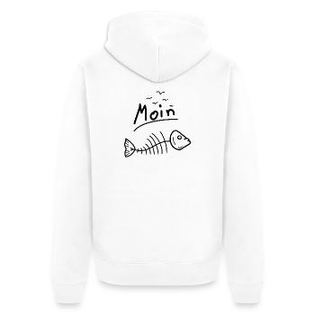 Moin Möwen Fisch Meer - Unisex Premium Bio Zip Hoodie - Weiß - Hinten - Thijin (182cm)