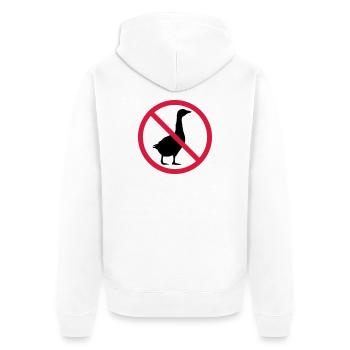 Gans Verboten Schild - Unisex Premium Bio Zip Hoodie - Weiß - Hinten - Thijin (182cm)