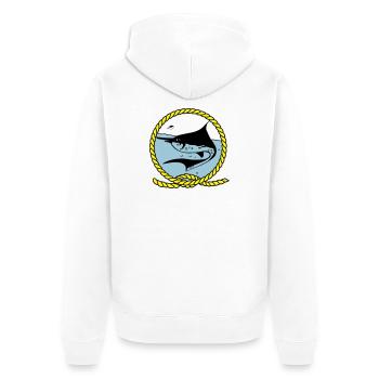 Leawaka Haria logo - Unisex Premium Organic Zip Hoodie - white - Back - Thijin (182cm)