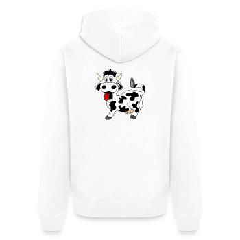 Cheerful black and white cow with tongue out of the mouth - Unisex Premium Organic Zip Hoodie - white - Back - Thijin (182cm)