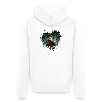 Heulender Malamute - Unisex Premium Bio Zip Hoodie - Weiß - Hinten - Thijin (182cm)
