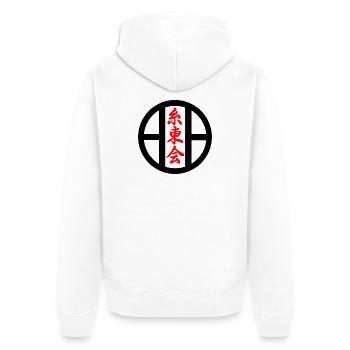Emblème du karaté Shito kai en écriture kanji - Veste à capuche bio Premium Unisexe - blanc - Dos - Thijin (182cm)