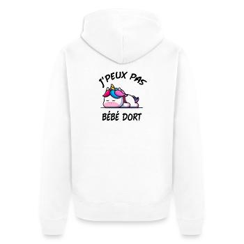 J'PEUX PAS BÉBÉ DORT GROSSESSE LICORNE - Veste à capuche bio Premium Unisexe - blanc - Dos - Thijin (182cm)