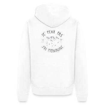 Je peux pas j'ai montagne - Veste à capuche bio Premium Unisexe - blanc - Dos - Thijin (182cm)