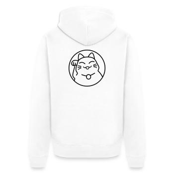Maneki Neko Neon – Glückskatze aus Japan, Kawaii - Unisex Premium Bio Zip Hoodie - Weiß - Hinten - Thijin (182cm)