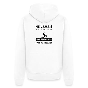 Pilates femme humour - Veste à capuche bio Premium Unisexe - blanc - Dos - Thijin (182cm)