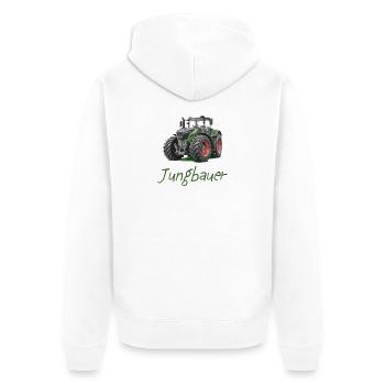 Jungbauer - Unisex Premium Bio Zip Hoodie - Weiß - Hinten - Thijin (182cm)