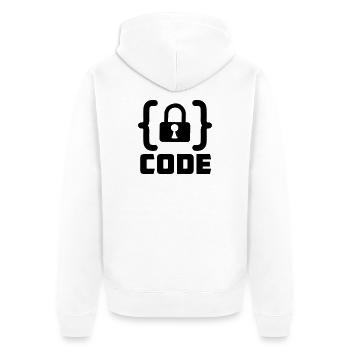 Code mit Sperrprogrammierer - Unisex Premium Bio Zip Hoodie - Weiß - Hinten - Thijin (182cm)