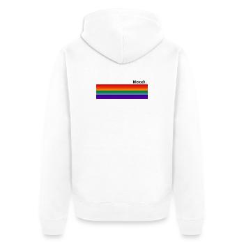 Mensch Regenbogen T Shirt - Unisex Premium Bio Zip Hoodie - Weiß - Hinten - Thijin (182cm)