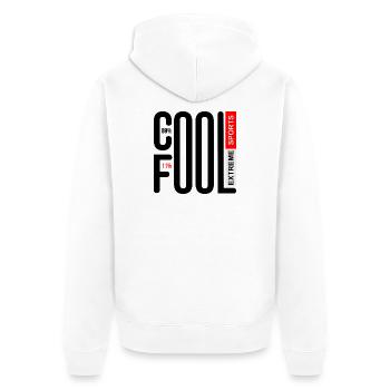 COOL FOOL EXTREME BLACK LINE - Unisex Premium Organic Zip Hoodie - white - Back - Thijin (182cm)