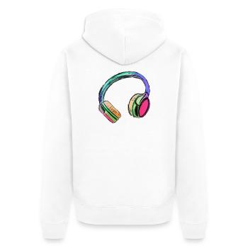 Kopfhörer - bunte Kunst - farbenfroh - Unisex Premium Bio Zip Hoodie - Weiß - Hinten - Thijin (182cm)