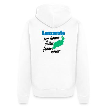 Lanzarote, mein zweites Zuhause - Unisex Premium Bio Zip Hoodie - Weiß - Hinten - Thijin (182cm)