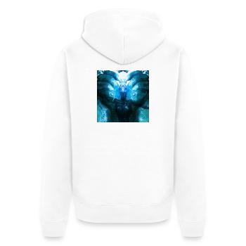 Spiegelndes Tiefblaues Wesen - Unisex Premium Bio Zip Hoodie - Weiß - Hinten - Thijin (182cm)